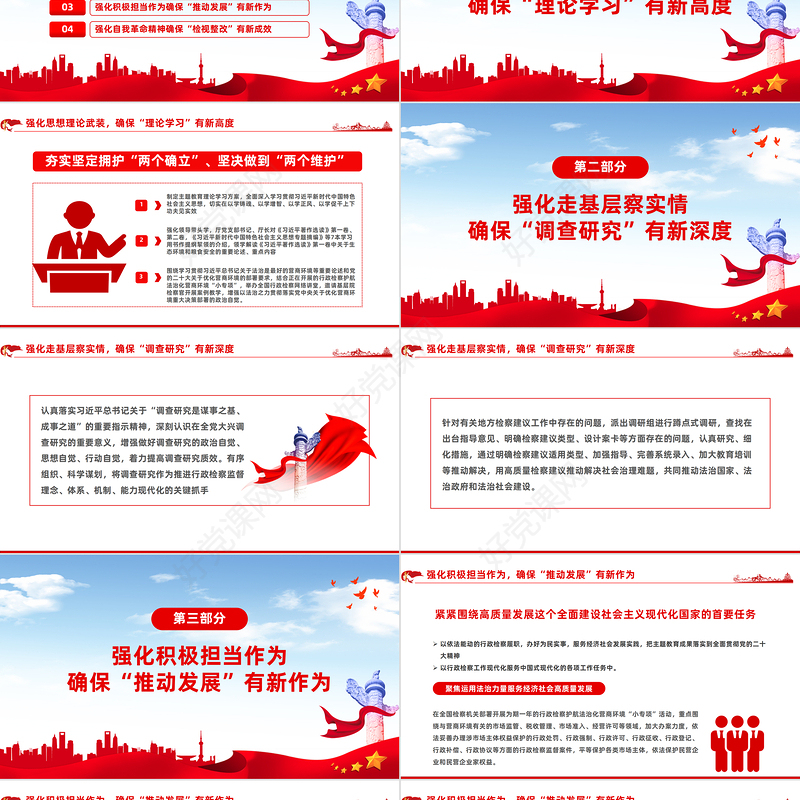 以四个强化四个确保推进主题教育走深走实PPT大气简洁检查系统主题教育党课课件