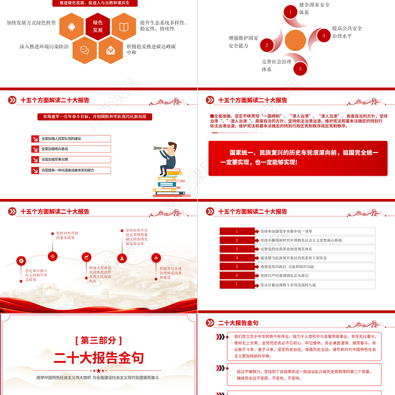 2022数读二十大报告PPT时尚国潮风党的20大报告学习解读基层党建专题党课课件