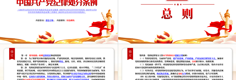 《中国共产党纪律处分条例》新旧对照党课课件PPT简洁党政风加强党的纪律建设下载