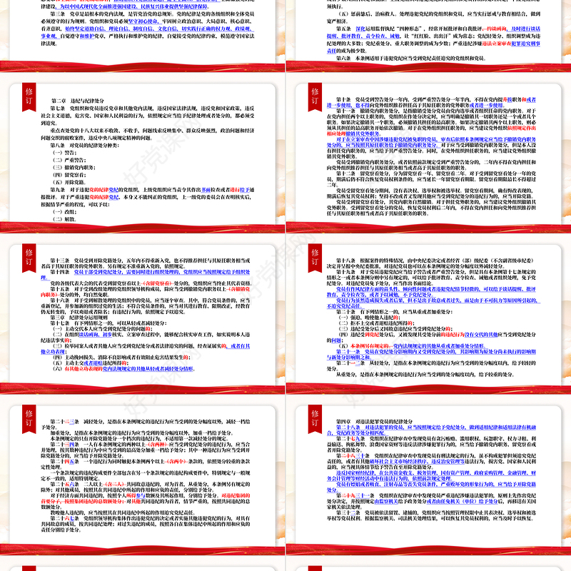 《中国共产党纪律处分条例》新旧对照党课课件PPT简洁党政风加强党的纪律建设下载