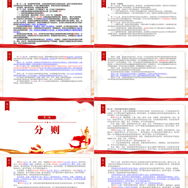 《中国共产党纪律处分条例》新旧对照党课课件PPT简洁党政风加强党的纪律建设下载
