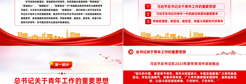 2023挺膺担当主题团课PPT简洁风团员和青年主题教育4+1专题理论学习团课下载
