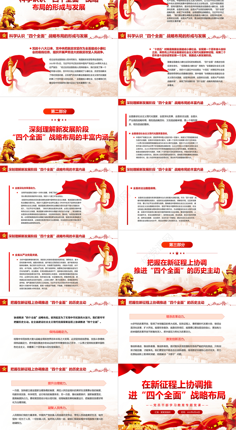 在新征程上协调推进“四个全面”战略布局PPT党政风党员干部学习教育专题党课