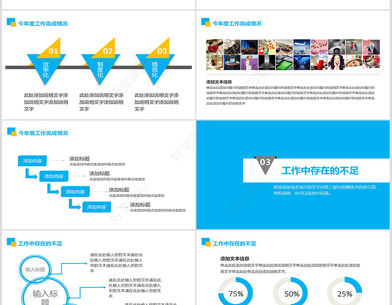 2019创意蓝色时尚年度工作汇报工作总结PPT模板