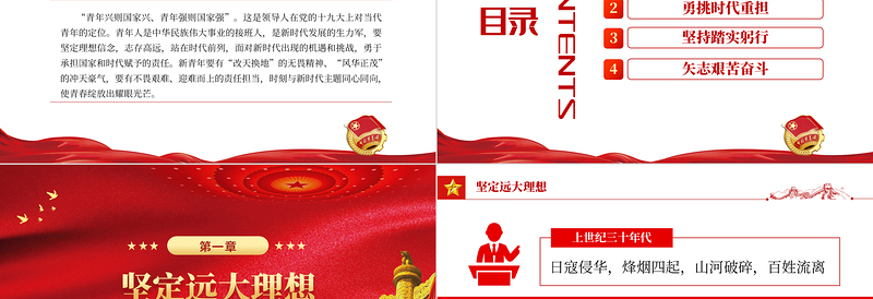 做新时代合格建设者和接班人PPT红色大气风庆祝中国共产主义青年团成立100周年专题课件模板