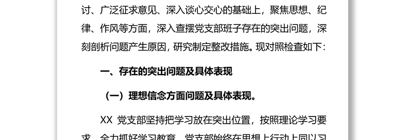 党支部2019年主题教育专题组织生活会班子检视问题清单及整改措施2篇
