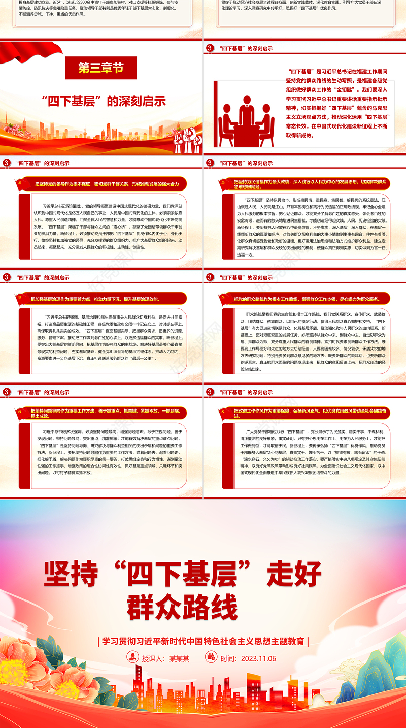 2023大力传承弘扬“四下基层”优良作风ppt学习贯彻习近平走好群众路线思想党组织党支部党员学习课件