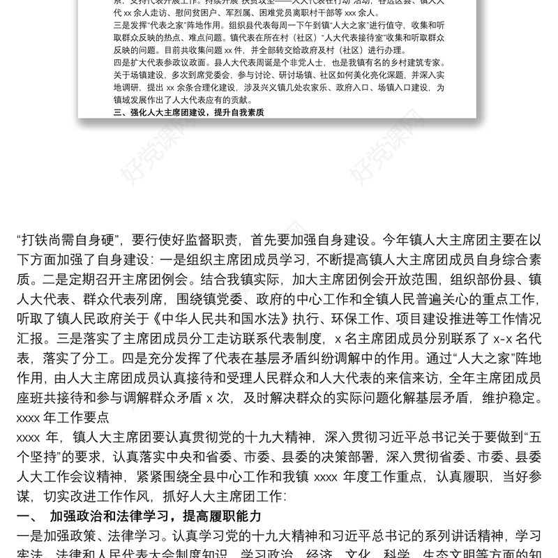 2021乡镇人大主席团20xx年工作总结和来年工作要点