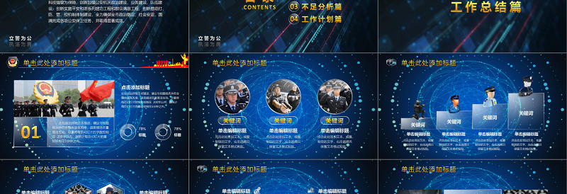 2018公安警察交警炫酷警务工作总结年终汇报PPT