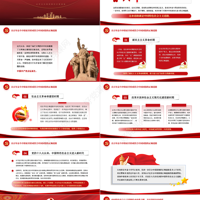 走符合中国国情的正确道路PPT红色党政风党支部党员专题党课学习辅导课件