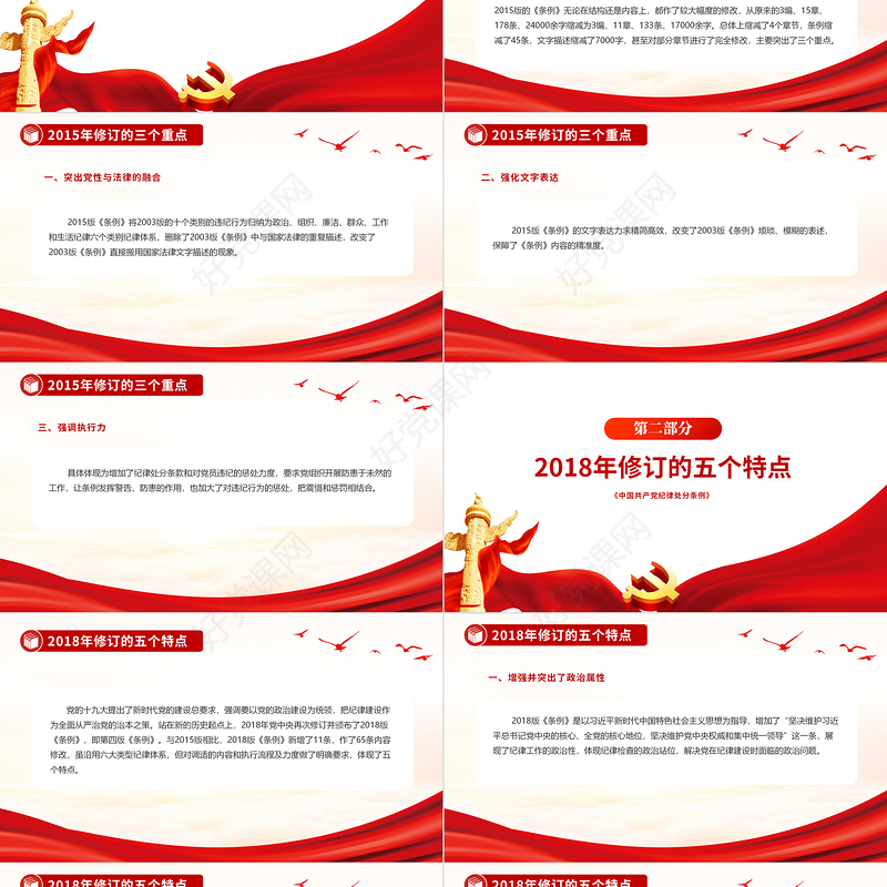 大气简洁十八大以来《中国共产党纪律处分条例》三次修订亮点解读PPT下载