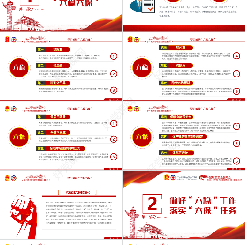 聚焦2020全国两会学习贯彻六保六稳重要内容党建党政党委党组支部团委