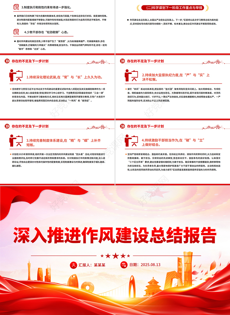 2025深入推进作风建设总结报告PPT模板下载