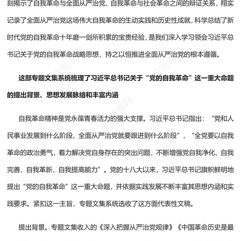 2023持之以恒推进全面从严治党的根本遵循PPT党政风学习习近平《论党的自我革命》专题党课课件(讲稿)