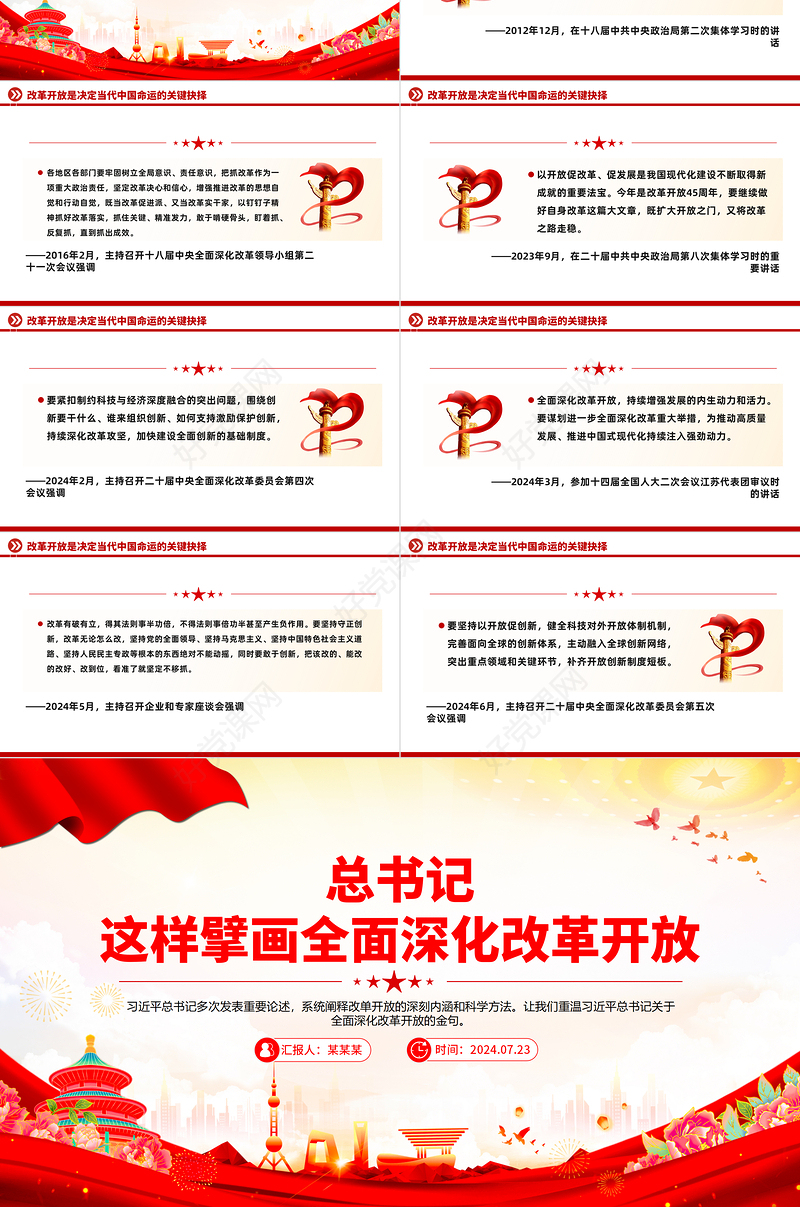 2024总书记这样擘画全面深化改革开放党课PPT课件