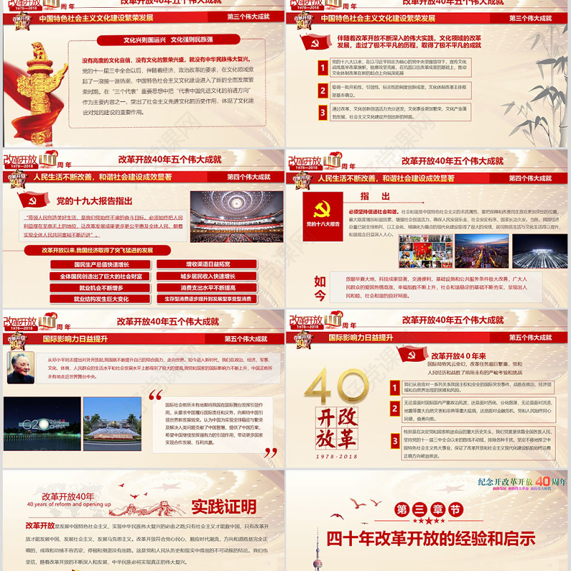原创深化改革开放40周年成就经验党政党建党课