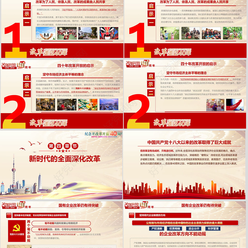 原创深化改革开放40周年成就经验党政党建党课
