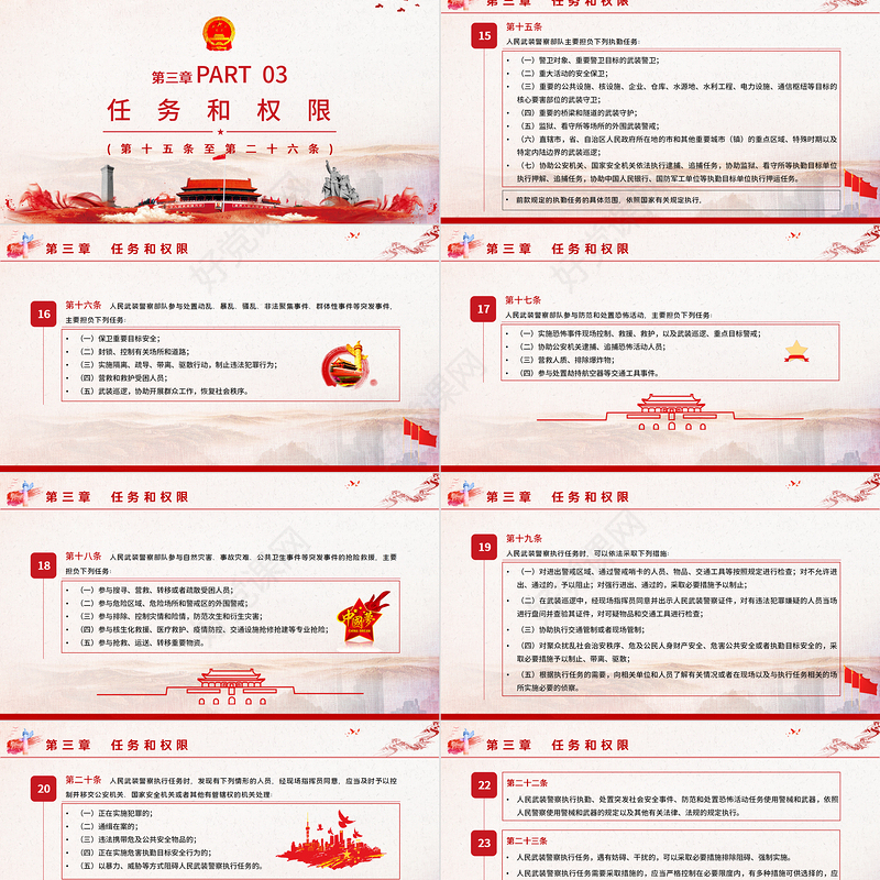 学习解读《中华人民共和国人民武装警察法》PPT模板-含讲稿