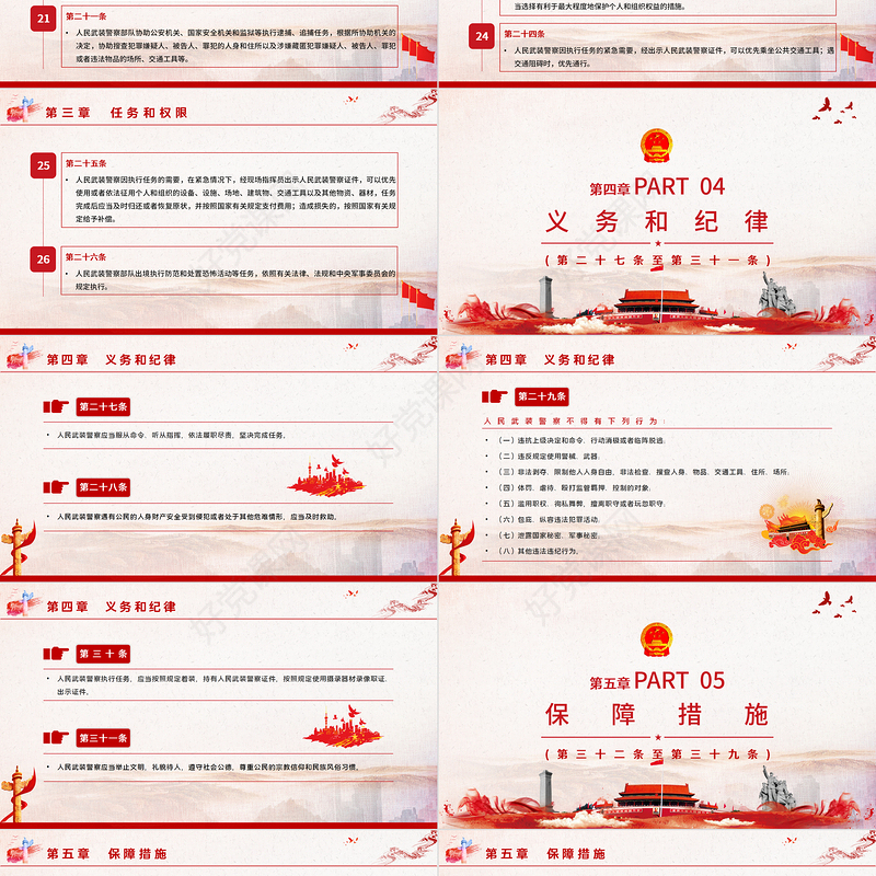 学习解读《中华人民共和国人民武装警察法》PPT模板-含讲稿