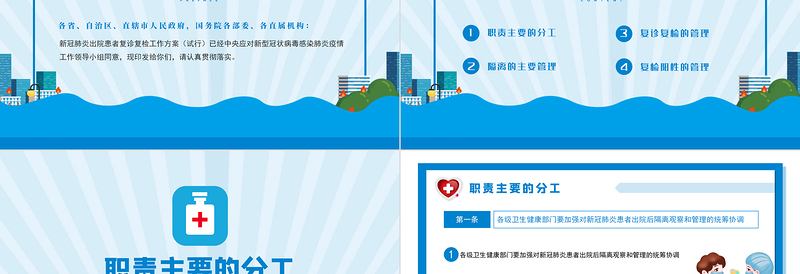 2021新冠肺炎出院患者复诊复检工作方案PPT医疗医院医生疾控部门党建系列模板
