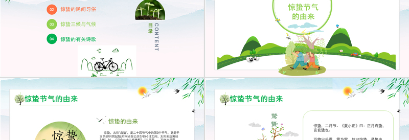原创中国传统二十四节气之校园班会惊蛰节气主题班会介绍PPT-版权可商用