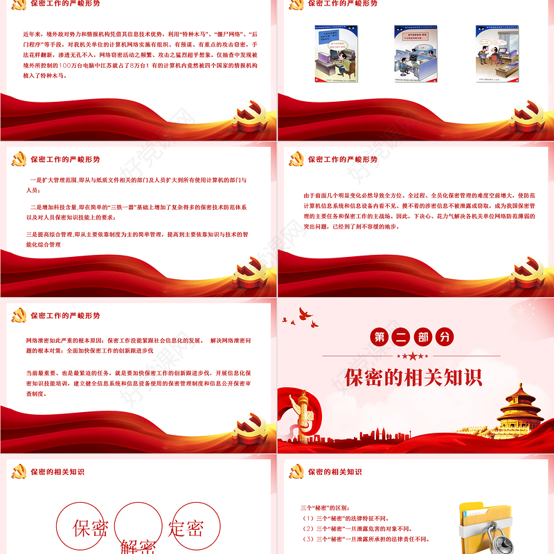 强化保密意识掌握保密知识PPT红色简洁风党员保密意识培训专题党课课件