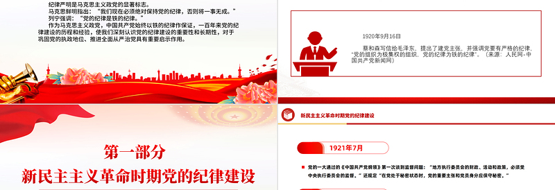 2024党的纪律建设百年历程PPT大气精美党纪学习教育课件下载