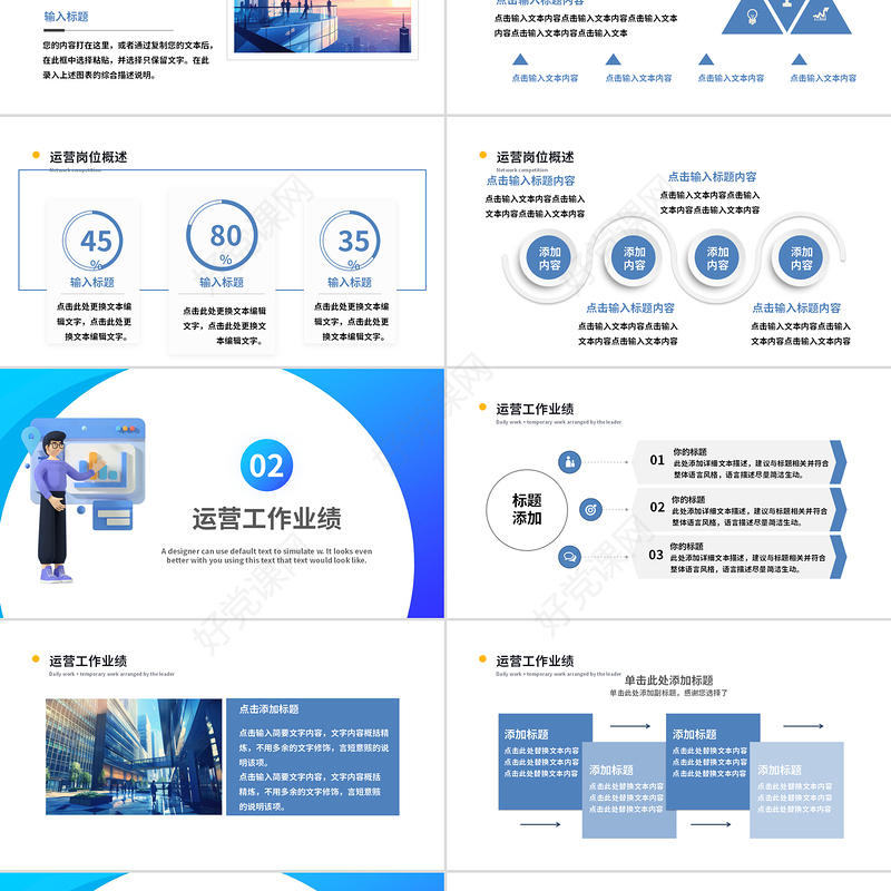 2025运营工作总结PPT蓝色商务风企业个人工作汇报计划通用模板