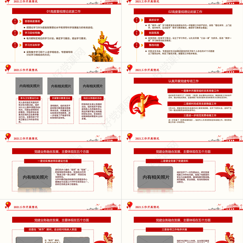 年终党建工作总结PPT大气简约基层党组织党支部年度工作汇报新年工作计划述职述廉报告模板