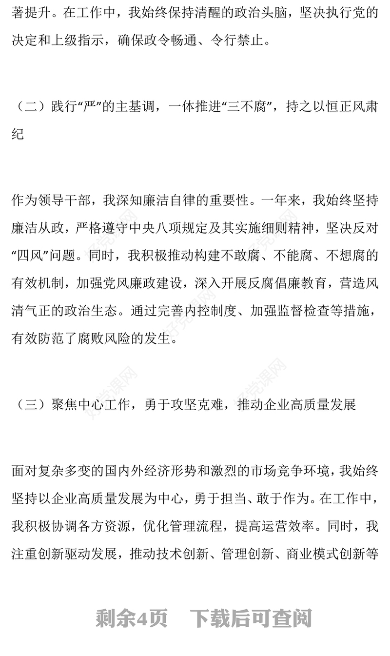 2024年度个人述职述廉报告下载