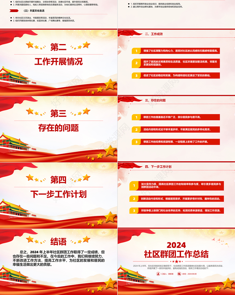 上半年社区群团工作总结PPT模板