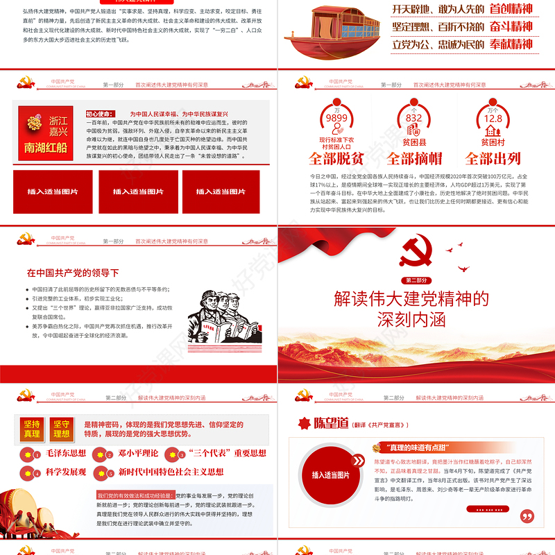 2021弘扬伟大建党精神分离答好“新考卷”PPT模板七一讲话专题辅导