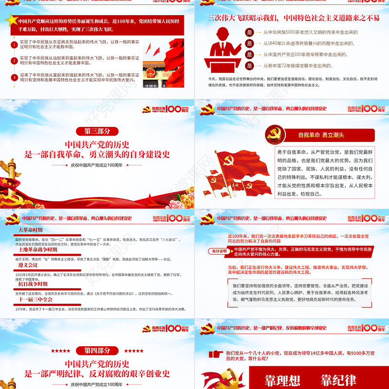 蓝色大气党员干部要从党的百年光辉历史中坚定初心使命庆祝建党100周年PPT