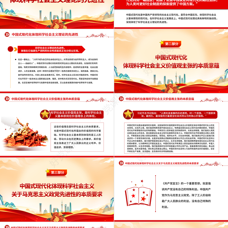 2023中国式现代化体现科学社会主义的先进本质PPT党建风认真学习宣传贯彻党的二十大精神专题党课课件