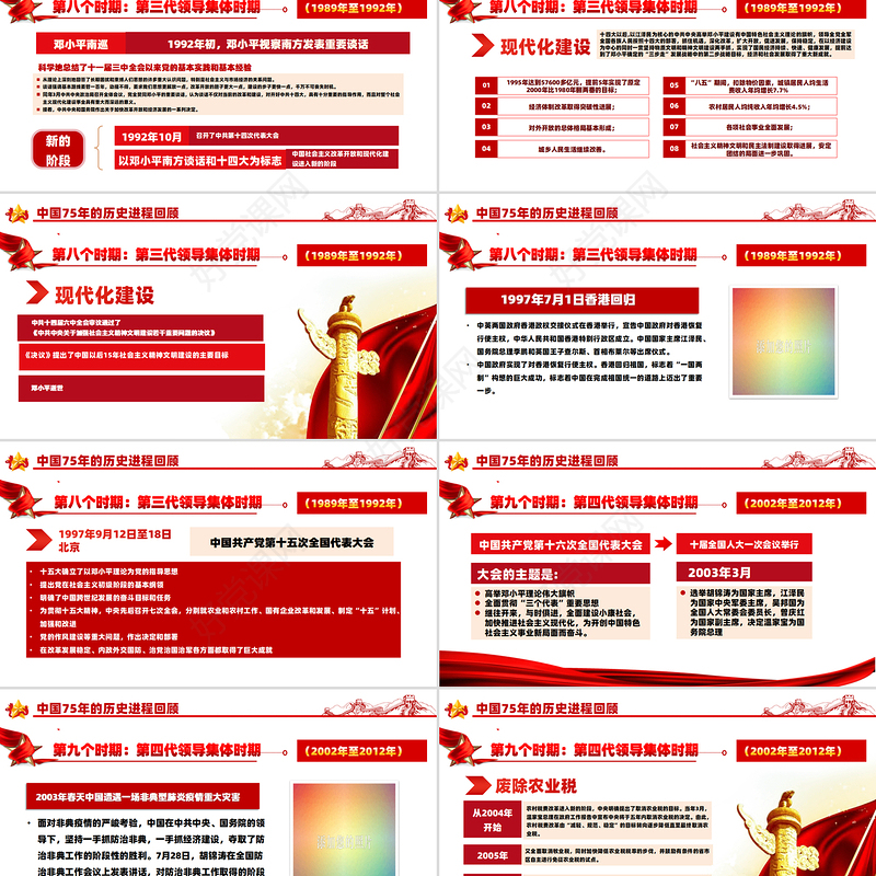 庆祝建国75周年PPT红色精美2024年礼赞新中国奋进新时代党课