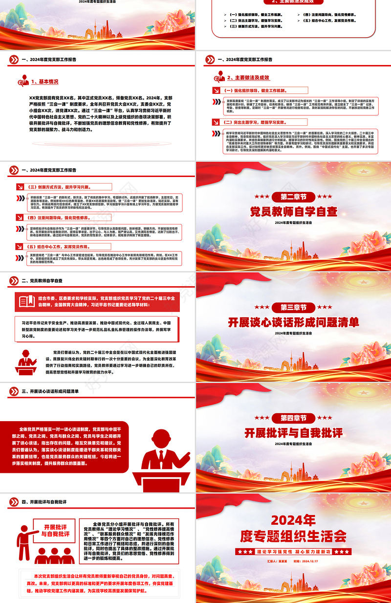 专题组织生活会PPT理论学习强党性凝心聚力建新功课件下载