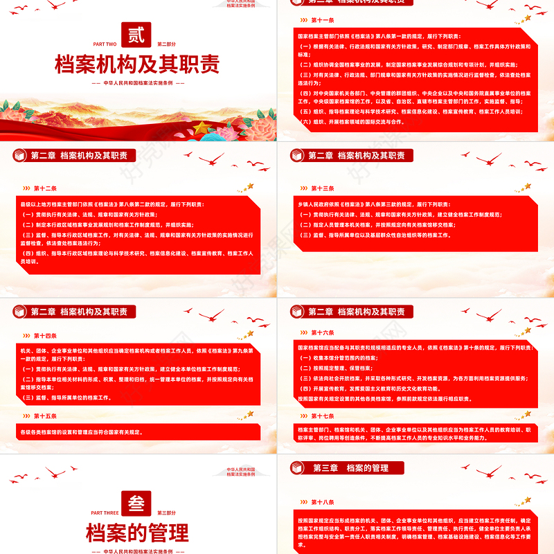 红色大气中华人民共和国档案法实施条例PPT课件