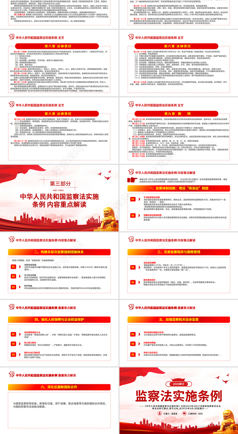 2025《中华人民共和国监察法实施条例》PPT大气精美法律法规专题课件下载