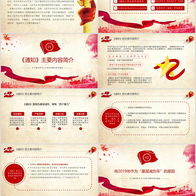  政府党政中共中央办公厅印发通知中央形式主义突出问题为基层减负PPT模板
