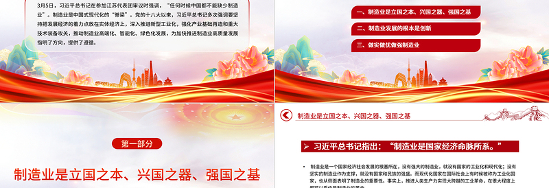 2023做优做强做大制造业助推经济高质量发展PPT大气精美风党员干部学习教育专题党课课件模板