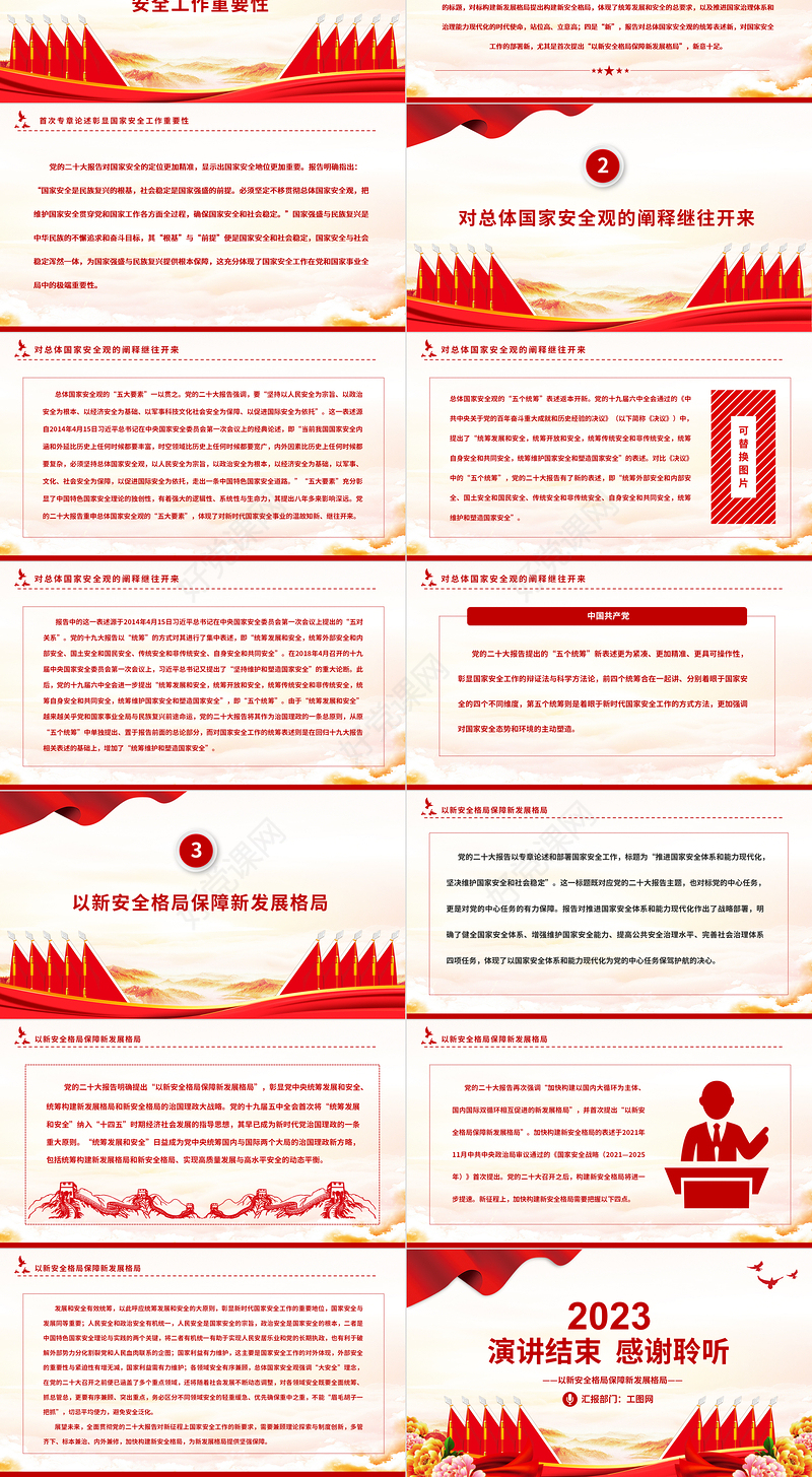 2023以新安全格局保障新发展格局PPT大气精美风深入学习宣传贯彻党的二十大精神专题党课课件