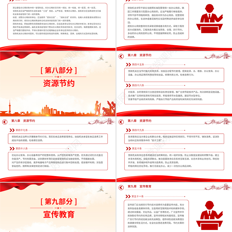 《党政机关厉行节约反对浪费条例》PPT党课课件