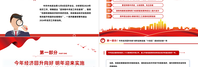 2024年中国经济工作新动向PPT大气简洁稳中求进以进促稳先立后破热点抢先看课件