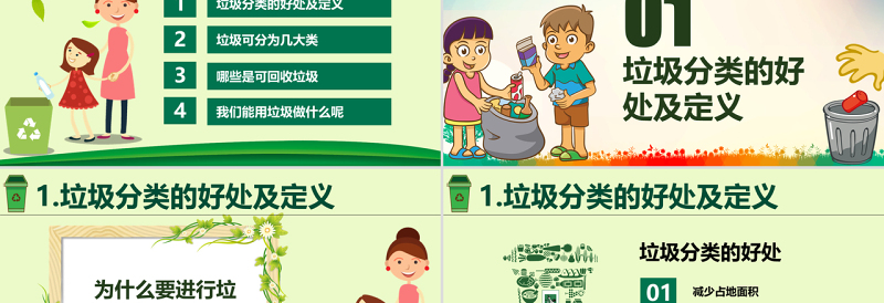 绿色城市环境垃圾分类低碳环保局PPT模板