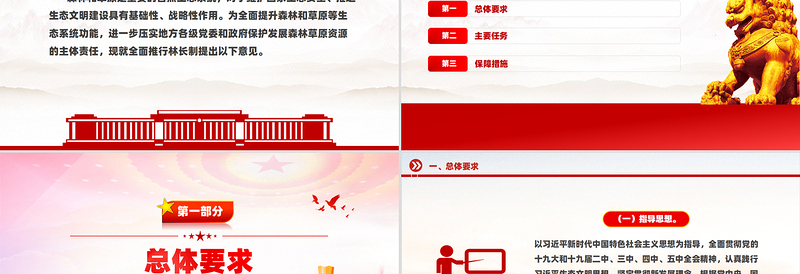 红色简洁《关于全面推行林长制的意见》PPT模板