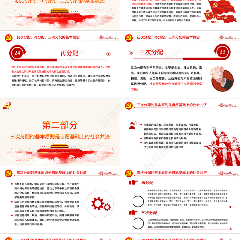 2021三次分配的作用和边界PPT红色简约风三次分配的基本概念以及如何促进共同富裕党课课件