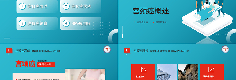 2022宫颈癌和HPV疫苗医疗保健宣传知识讲座PPT简约大气医疗教学各种疾病医理PPT模板