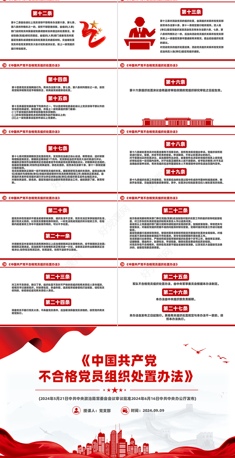 2024《中国共产党不合格党员组织处置办法》PPT精美党课课件