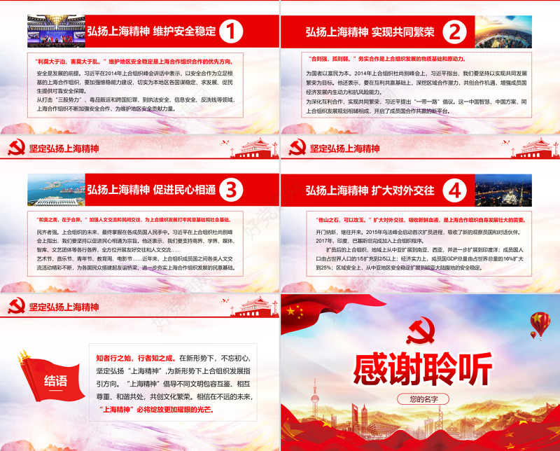 地域党课之上合组织青岛峰会坚定弘扬上海精神PPT