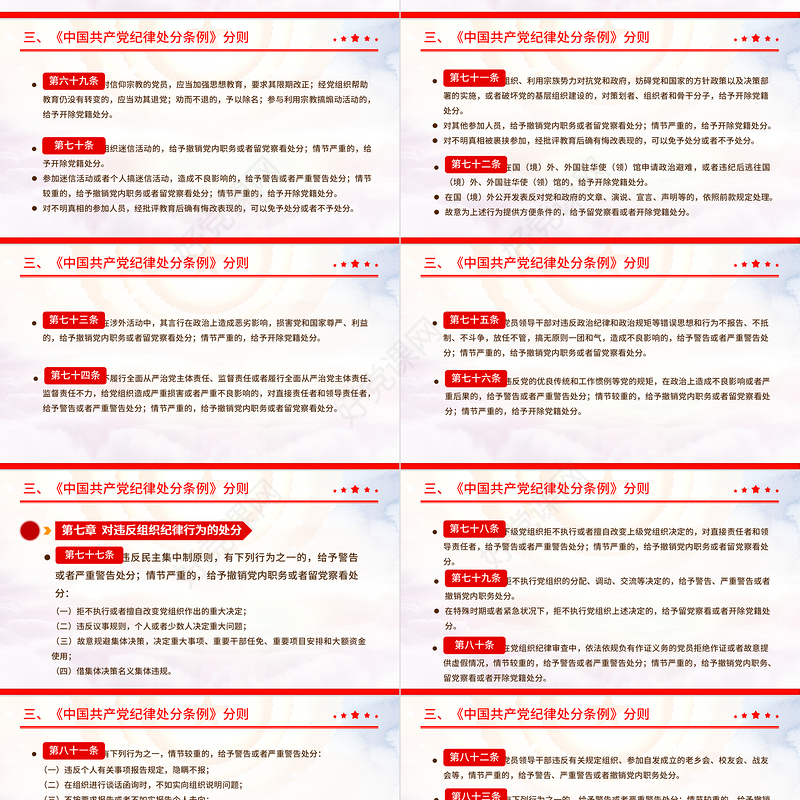 大气精美中国共产党纪律处分条例PPT全面加强党的纪律建设党课下载